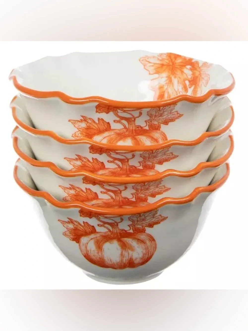 Orange Pumpkin Toile Bowls